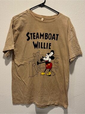Disney "Steamboat Willie" Mickey Mouse Shirt Vintage Style Graphic Tee